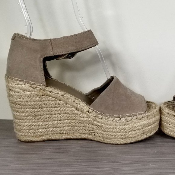 Marc Fisher Alida Braided Espadrille Wedge Sandals Tan Suede, Womens Size 7.5 M - Picture 6 of 13